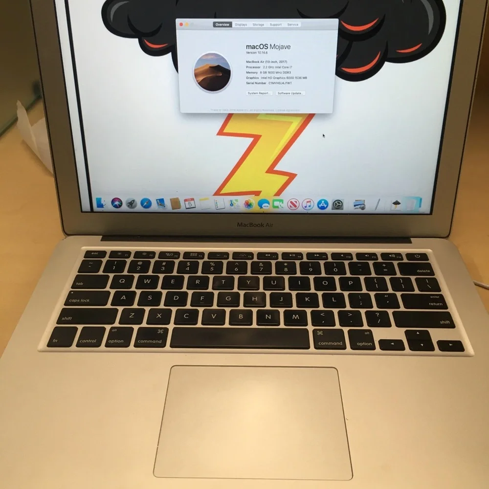 Mac air 2017 13 inch MacOS Scratches . Small dent $270